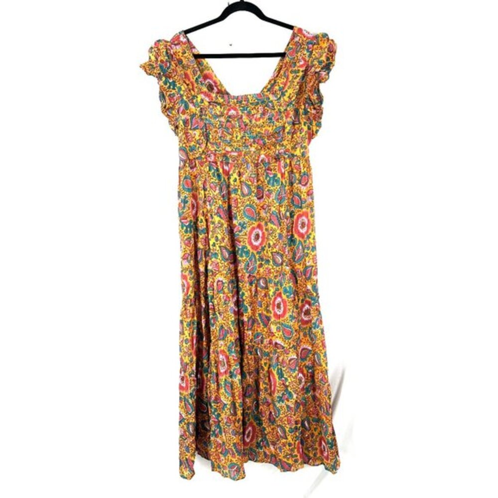 NEW House of Harlow 1960 Jackie mustard floral maxi dress open back boho XL NWT